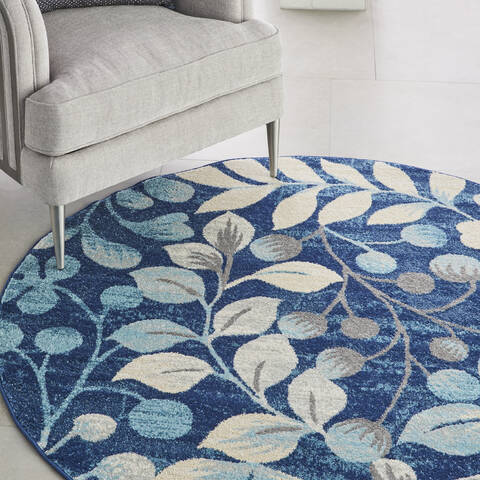 Nourison Tranquil Blue Round 53 X 53 Area Rug 805-115026 Image 4