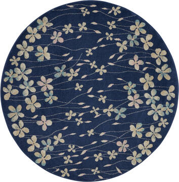 Nourison Tranquil Blue Round 5'3" X 5'3" Area Rug  805-115062