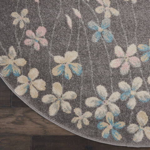 Nourison Tranquil Grey Round 53 X 53 Area Rug 805-115070 Image 1