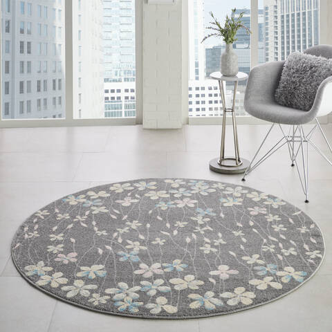 Nourison Tranquil Grey Round 53 X 53 Area Rug 805-115070 Image 3