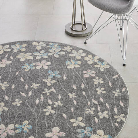 Nourison Tranquil Grey Round 53 X 53 Area Rug 805-115070 Image 4