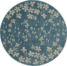 Nourison Tranquil Blue Round 5 to 6 ft Polypropylene Carpet 115074