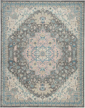 Nourison Tranquil Grey Rectangle 9x12 ft Polypropylene Carpet 115120