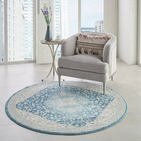 Nourison Tranquil Grey Round 53 X 53 Area Rug 805-115122 Image 5