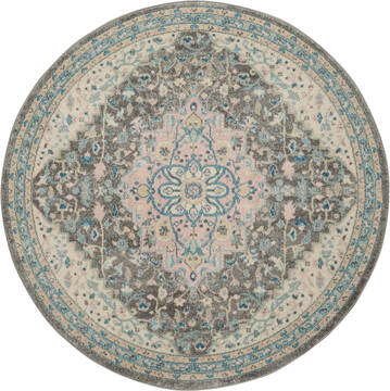 Nourison Tranquil Grey Round 5'3" X 5'3" Area Rug  805-115122