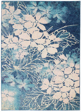 Nourison Tranquil Blue Rectangle 4x6 ft Polypropylene Carpet 115132