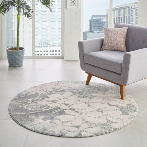 Nourison Tranquil Grey Round 53 X 53 Area Rug 805-115141 Image 3