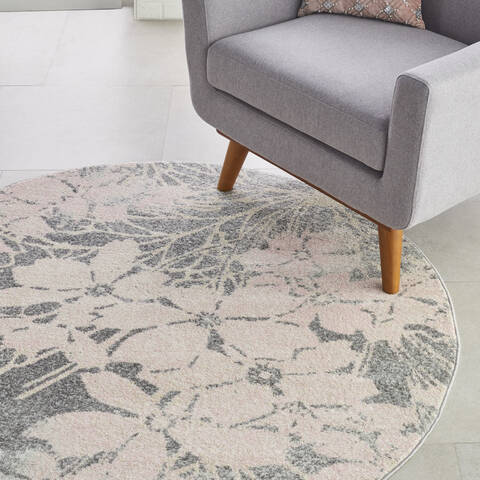 Nourison Tranquil Grey Round 53 X 53 Area Rug 805-115141 Image 4