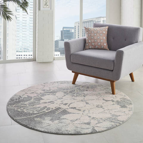 Nourison Tranquil Grey Round 53 X 53 Area Rug 805-115141 Image 5