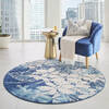 Nourison Tranquil Blue Round 53 X 53 Area Rug  805-115145 Thumb 3