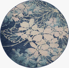 Nourison Tranquil Blue Round 5'3" X 5'3" Area Rug  805-115145