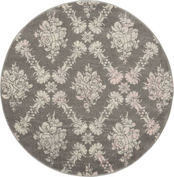 Nourison Tranquil Grey Round 5'3" X 5'3" Area Rug  805-115163