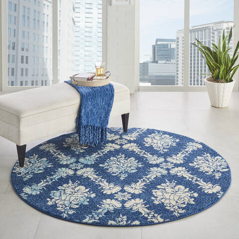 Nourison Tranquil Blue Round 53 X 53 Area Rug 805-115169 Image 3