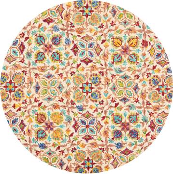 Nourison Vivid Beige Round 7 to 8 ft Wool Carpet 115462