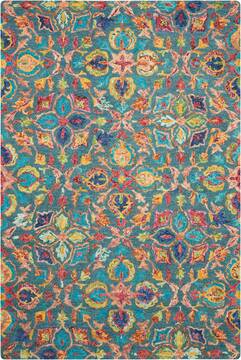 Nourison Vivid Blue Rectangle 5x8 ft Wool Carpet 115467