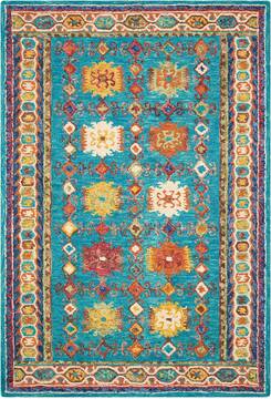 Nourison Vivid Blue Rectangle 5x8 ft Wool Carpet 115475