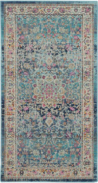 Nourison Vintage Kashan Blue Rectangle 2x4 ft Polypropylene Carpet 115483