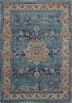 Nourison Vintage Kashan Blue Rectangle 4x6 ft Polypropylene Carpet 115485