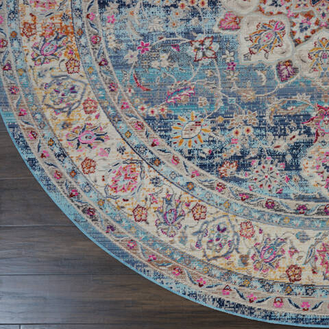Nourison Vintage Kashan Blue Round 60 X 60 Area Rug 805-115486 Image 1