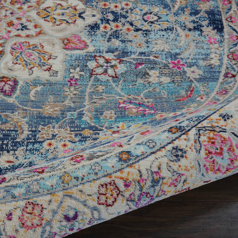Nourison Vintage Kashan Blue Round 60 X 60 Area Rug 805-115486 Image 2