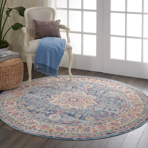 Nourison Vintage Kashan Blue Round 60 X 60 Area Rug 805-115486 Image 5