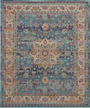 Nourison Vintage Kashan Blue Rectangle 8x10 ft Polypropylene Carpet 115487