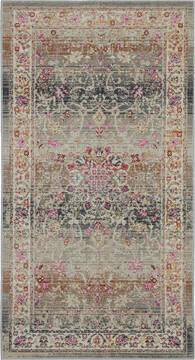 Nourison Vintage Kashan Grey 2'0" X 4'0" Area Rug  805-115489