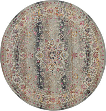 Nourison Vintage Kashan Grey Round 4'0" X 4'0" Area Rug  805-115490