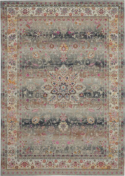 Nourison Vintage Kashan Grey Rectangle 4x6 ft Polypropylene Carpet 115491