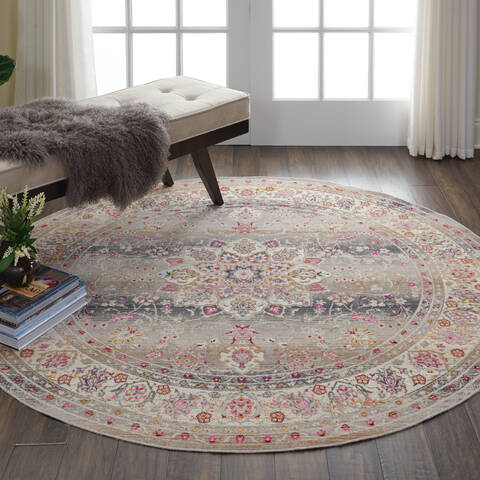 Nourison Vintage Kashan Grey Round 60 X 60 Area Rug 805-115492 Image 4
