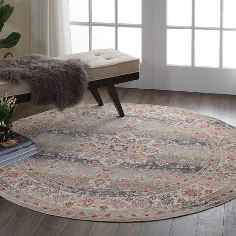 Nourison Vintage Kashan Grey Round 60 X 60 Area Rug 805-115492 Image 5