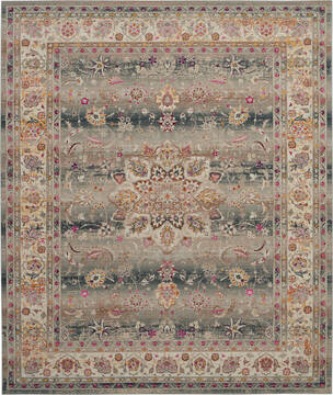Nourison Vintage Kashan Grey Rectangle 8x10 ft Polypropylene Carpet 115493
