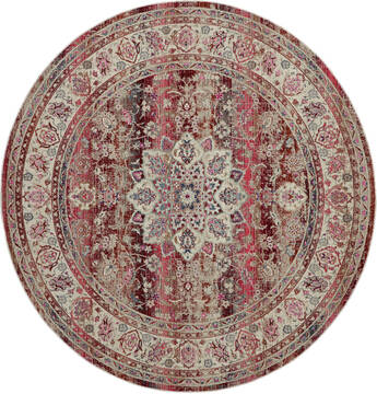 Nourison Vintage Kashan Red Round 4 ft and Smaller Polypropylene Carpet 115496