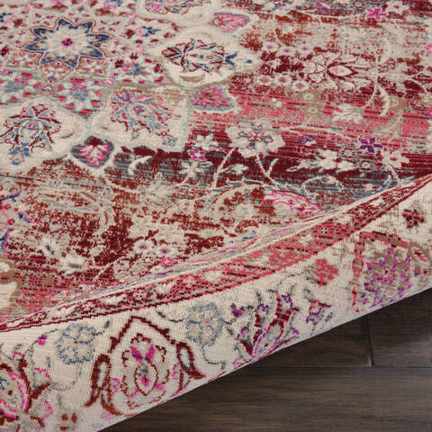 Nourison Vintage Kashan Red Round 60 X 60 Area Rug 805-115498 Image 2