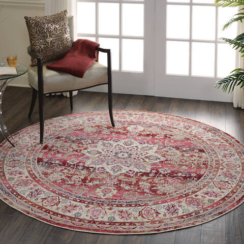 Nourison Vintage Kashan Red Round 60 X 60 Area Rug 805-115498 Image 5