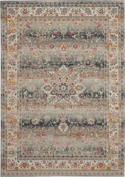 Nourison Vintage Kashan Grey Rectangle 5x8 ft Polypropylene Carpet 115502