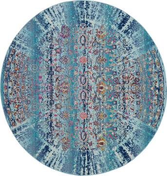 Nourison Vintage Kashan Blue Round 4'0" X 4'0" Area Rug  805-115509