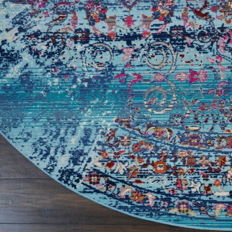 Nourison Vintage Kashan Blue Round 60 X 60 Area Rug 805-115511 Image 1