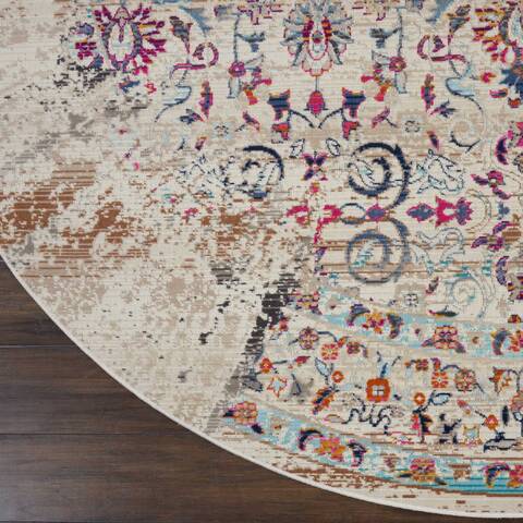 Nourison Vintage Kashan Beige Round 60 X 60 Area Rug 805-115517 Image 1