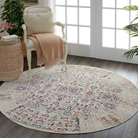 Nourison Vintage Kashan Beige Round 60 X 60 Area Rug 805-115517 Image 3