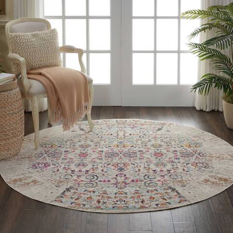 Nourison Vintage Kashan Beige Round 60 X 60 Area Rug 805-115517 Image 5