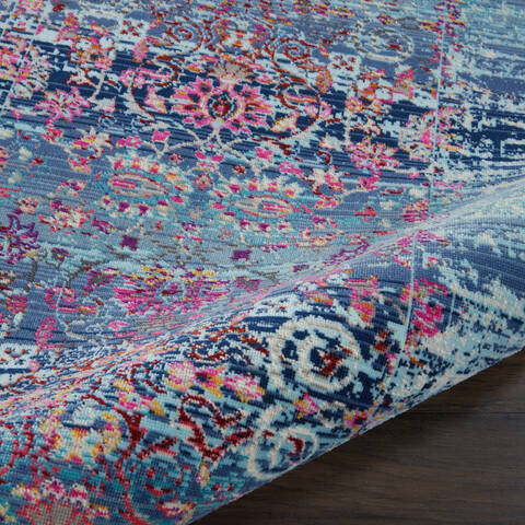 Nourison VINTAGE KASHAN Blue Rectangle 5x8 ft Polypropylene Carpet