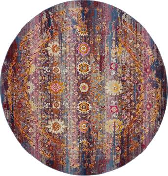 Nourison Vintage Kashan Red Round 4 ft and Smaller Polypropylene Carpet 115525