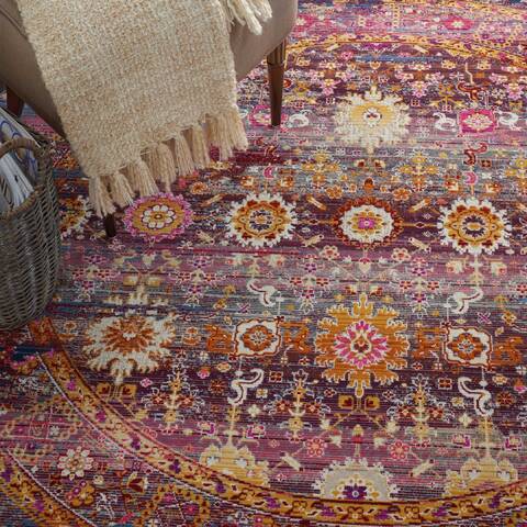 Nourison Vintage Kashan Red Round 60 X 60 Area Rug 805-115527 Image 4