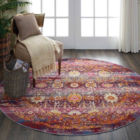 Nourison Vintage Kashan Red Round 60 X 60 Area Rug 805-115527 Image 5