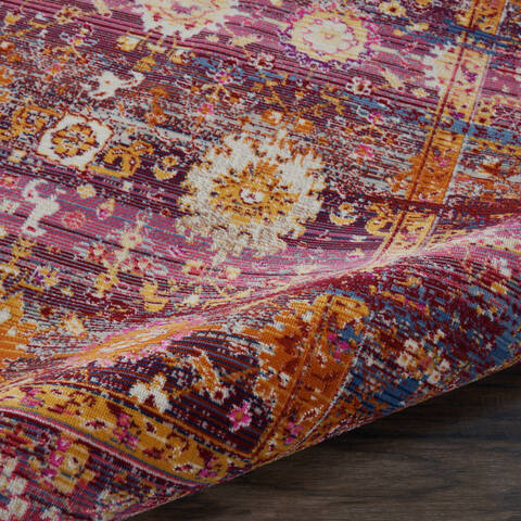 Nourison Vintage Kashan Red Rectangle 5x8 ft Polypropylene Carpet