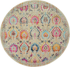Nourison Vintage Kashan Beige Round 4 ft and Smaller Polypropylene Carpet 115534