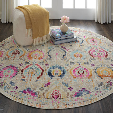 Nourison Vintage Kashan Beige Round 60 X 60 Area Rug 805-115536 Image 3