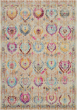 Nourison Vintage Kashan Beige Rectangle 5x8 ft Polypropylene Carpet 115539