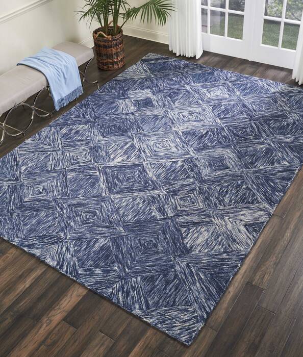 Nourison Linked Blue 80 X 106 Area Rug 805-115622 Image 3